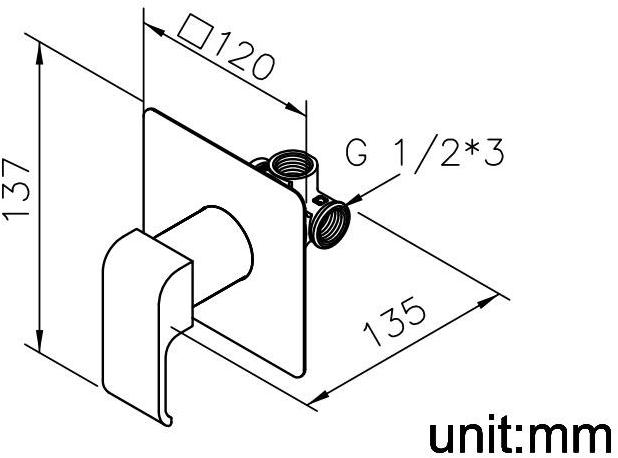 JUSTIME Смеситель для душа, однорычажный, из хромированной латуни Dragon 6904-xf-80cp - Вид №1