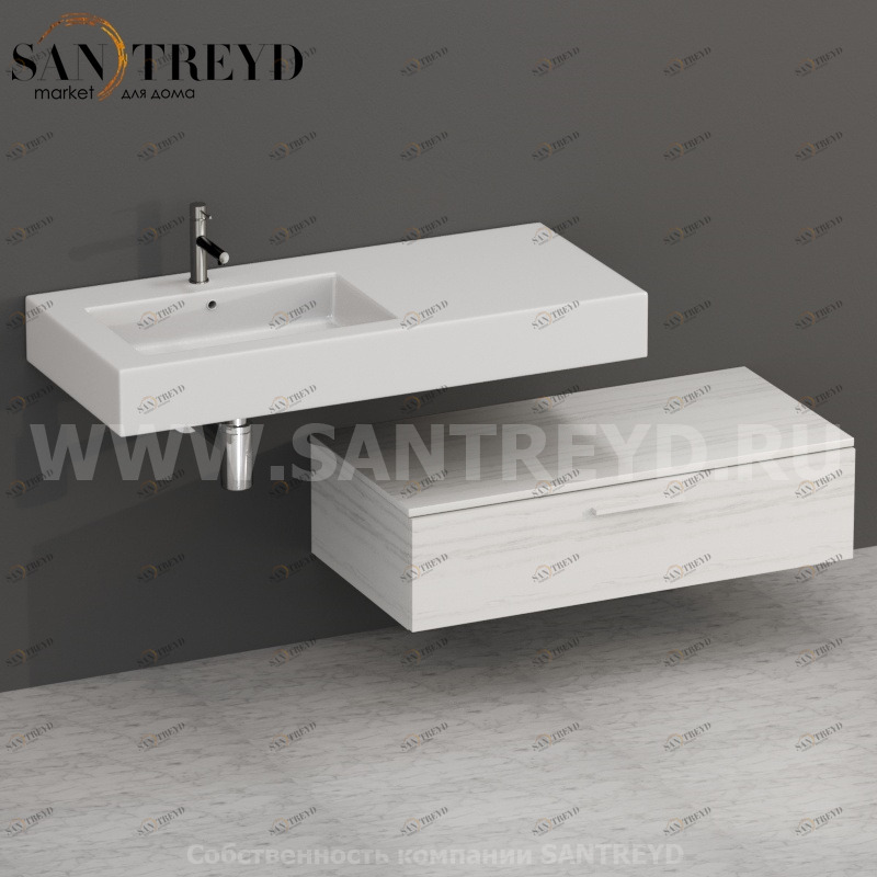 S10024BT Тумба с 1 ящиком 100 см цвет Северное Дерево светлое ARREDO WOOD Италия Ceramica Globo