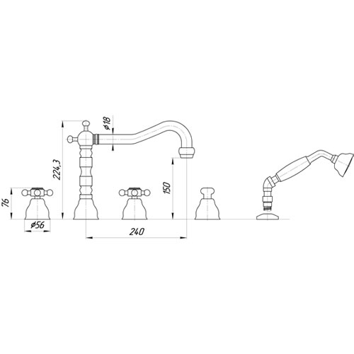 Смеситель MIGLIORE Revival ML.REV-480.BR для ванны/душа - бронза  - Вид №2