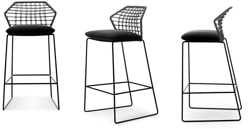 Saba Italia Высокий садовый табурет из ткани и полиэтиленовой веревки New york soleil sun-id-1430585 - Вид №2