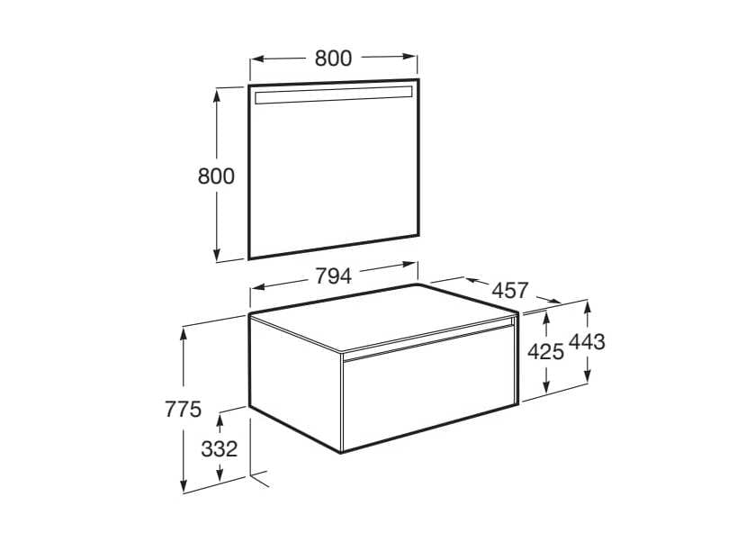Деревянный одиночный умывальник с зеркалом Roca Ona ARCH-00036665 - Вид №25