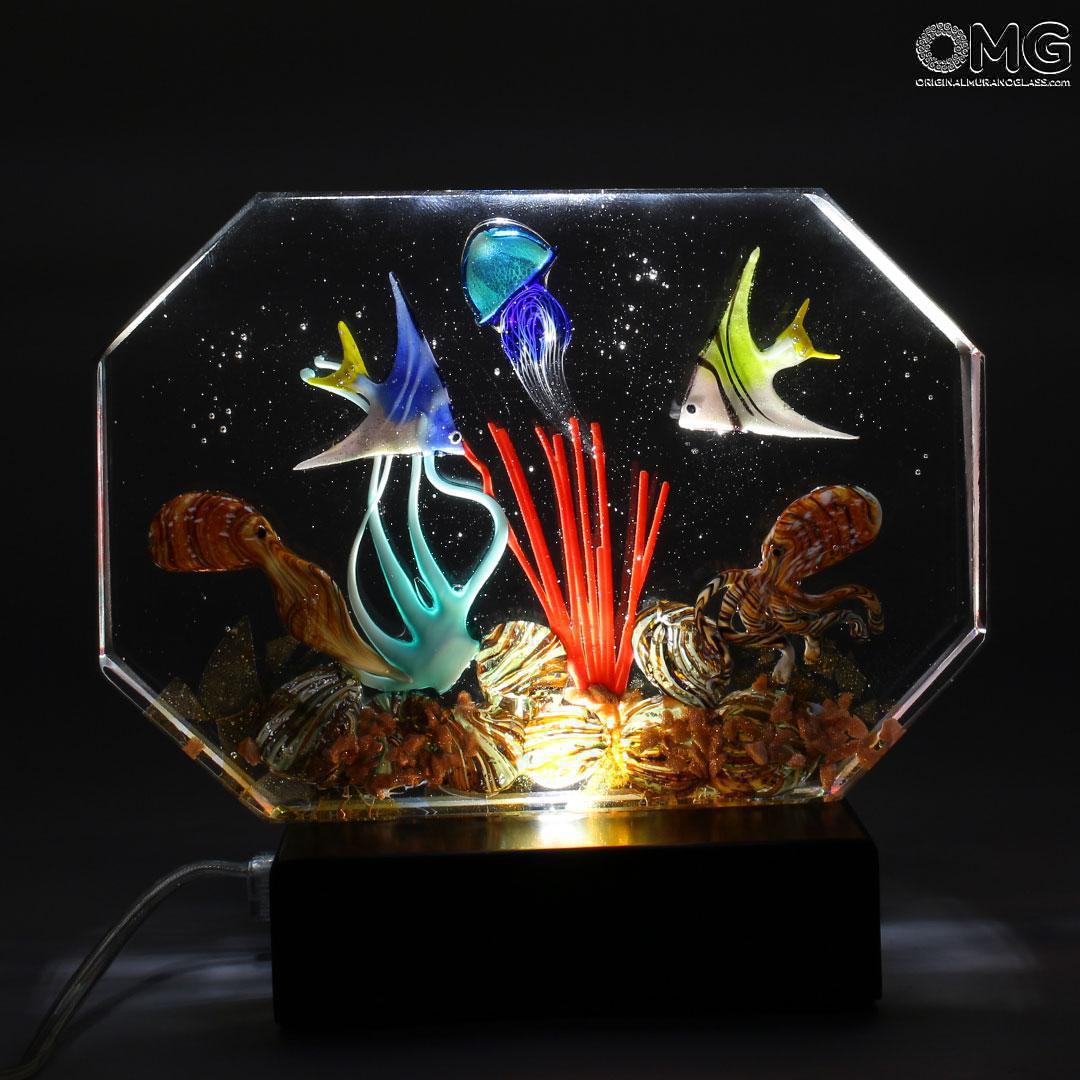 4785 ORIGINALMURANOGLASS Скульптура Аквариум с тропическими рыбками - муранское стекло OMG 20 см  - Вид №1