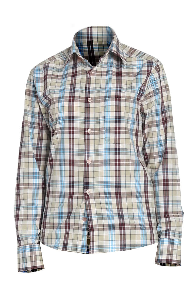 67820 Рубашка в клетку plaid beige (шотландка бежевая) HIPSTER  Толстовки, рубашки, футболки, тенниски  размер 56 (112) 