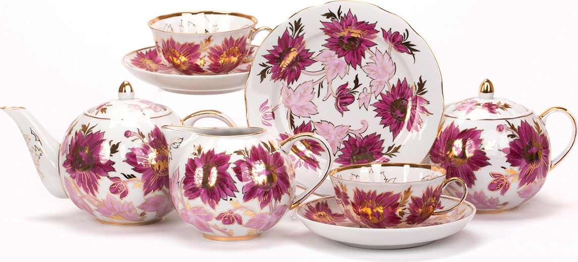 10618115 Дулевский фарфор Сервиз чайный 6/21 "Тюльпан" "Тюльпан" Фарфор 