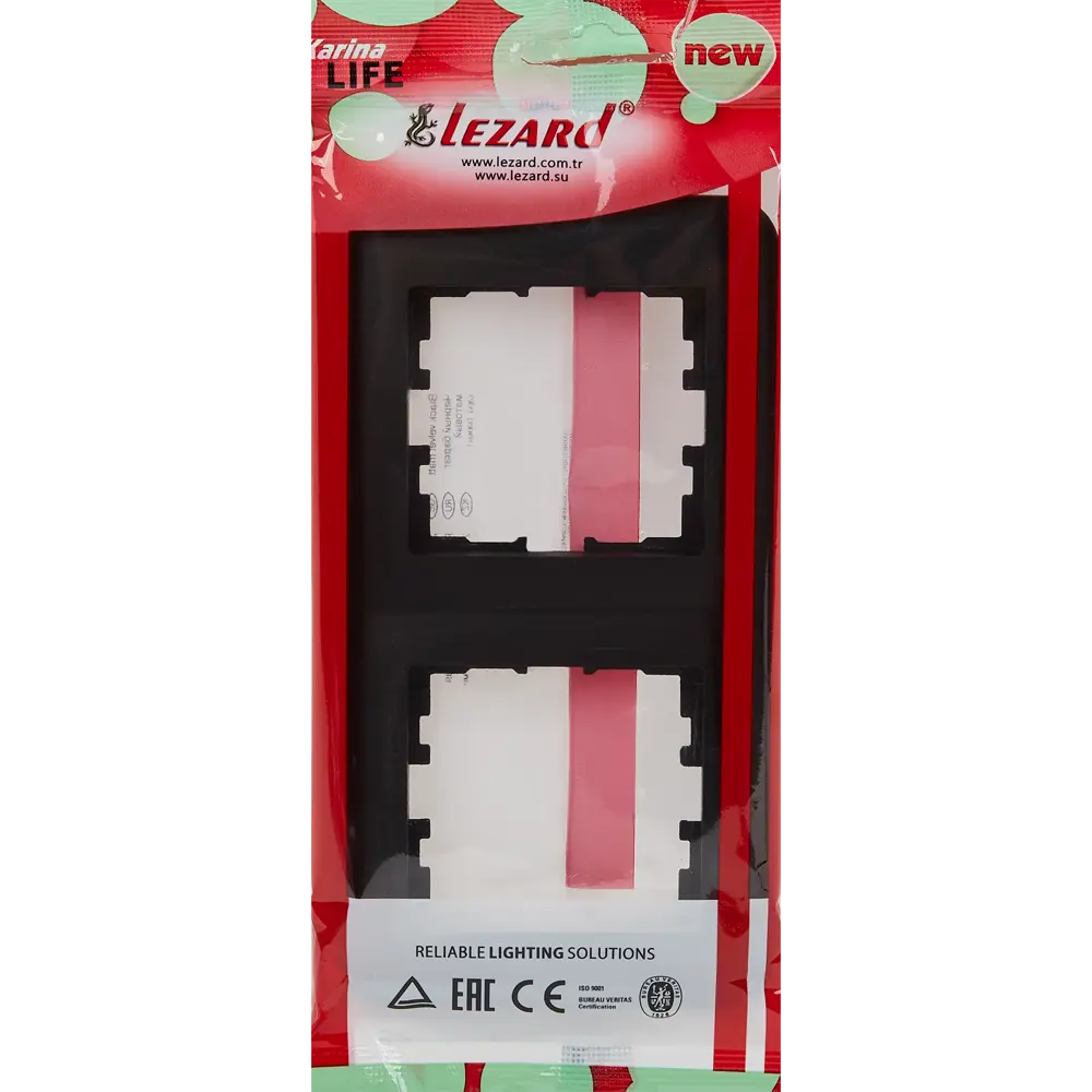 Рамка для розеток и выключателей Lezard Karina Life 2 поста вертикальная цвет черный бархат STLM-2072725 - Вид №2