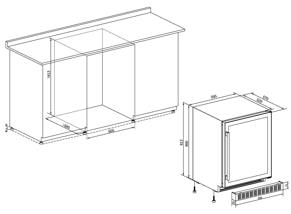 9056308 Винный шкаф Temptech PRESX60DB черный STDN-0011980 - Вид №4