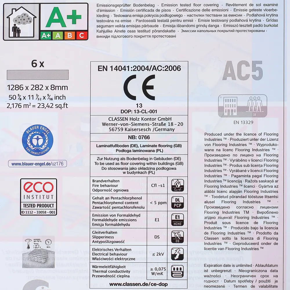 Ламинат «Дуб Марсала» 33 класс толщина 8 мм с фаской 2.176 м² 82008034 STLM-2210120 Classen  - Вид №5