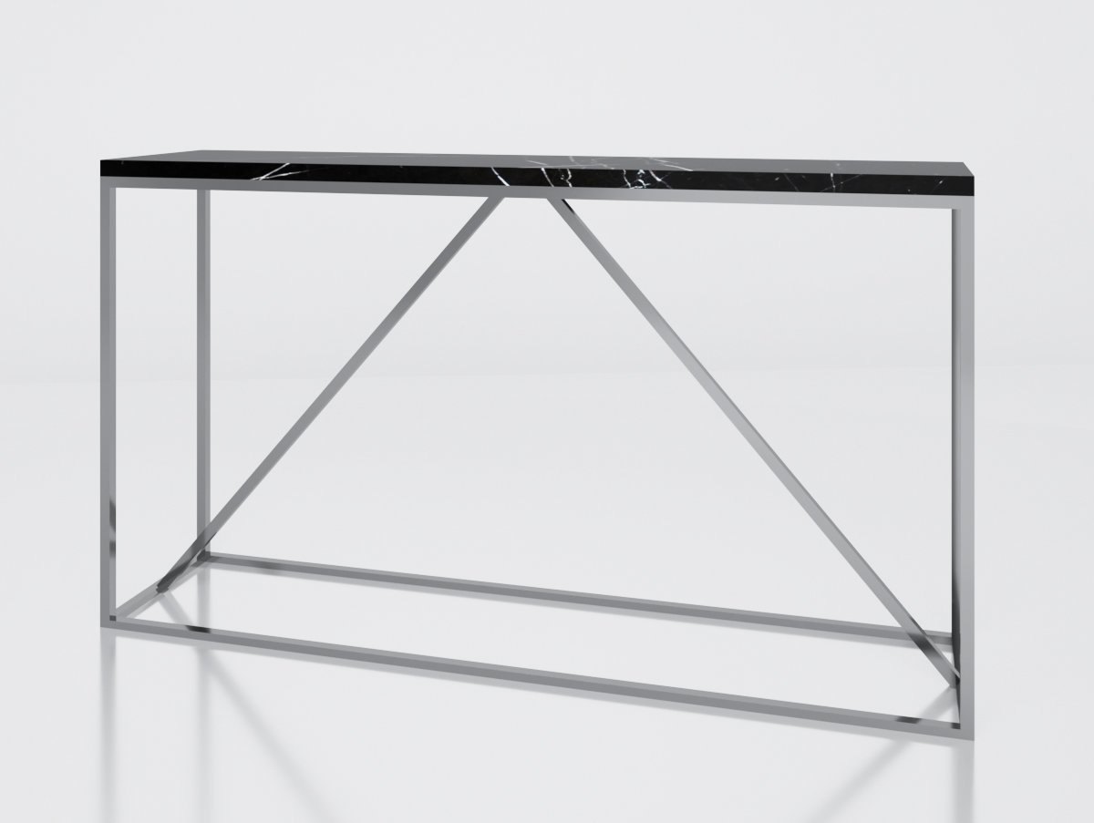 Консоль черная с мраморной столешницей и металлической опорой, хром "Тейтум" АЛЕТАН  350923 Хром;черный  - Вид №1