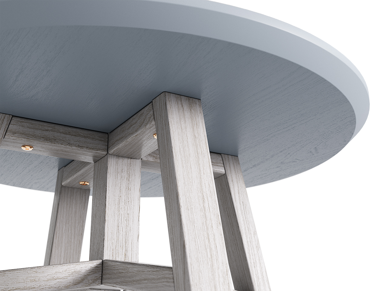 Приставной столик круглый беленый дуб, оловянный 55 см Mack THE IDEA  210073 Беленый дуб;бежевый  - Вид №1