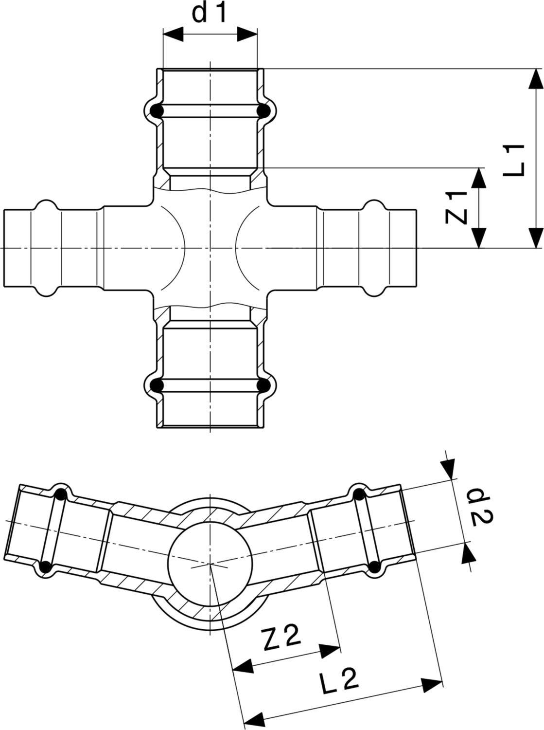 325 978 Модель 2247 Трубопроводные системы  Profipress  Коллекторы, крестовины Santreyd  - Вид №3