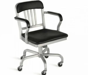 Emeco 5-спицевый алюминиевый стул на колесах Navy® upholstered