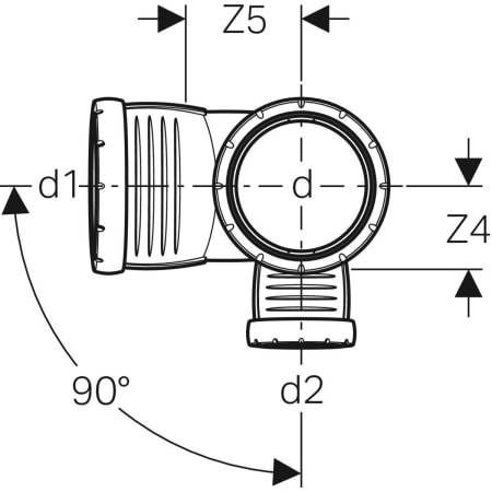 GEBERIT 393.462.14.1 Крестовина двухплоскостная комбинированная Geberit Silent-Pro 87,5°, правая  - Вид №2