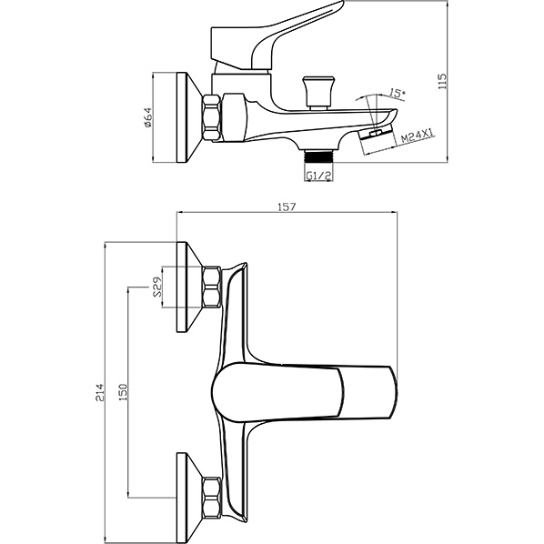 35-05 EFRA  Смеситель для ванны  ARGO kran 3505efra - Вид №1