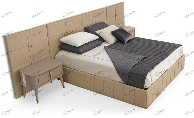 Barnini Oseo Двуспальная кровать из кожи с обитым изголовьем Richmond upon thames Rc26 - rc28