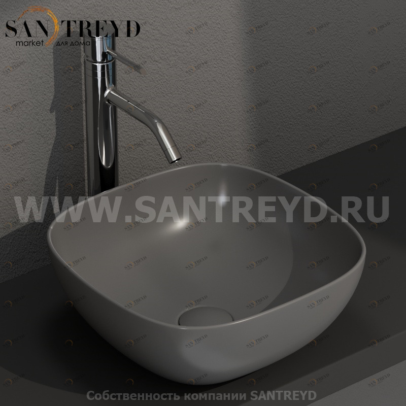 B6Q38SK Накладная раковина на столешницу  квадратная Ceramica Globo T-EDGE