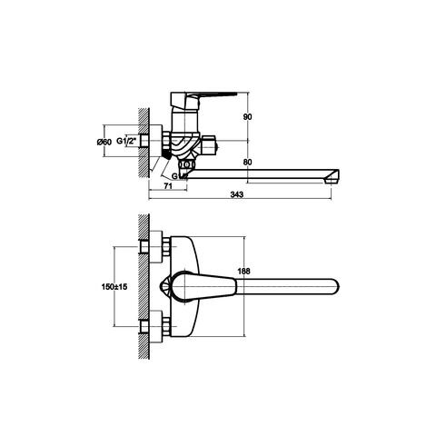 Orange Otto M22-211cr однорычажный смеситель для ванны/душа Хром sun-id-1516929 - Вид №1