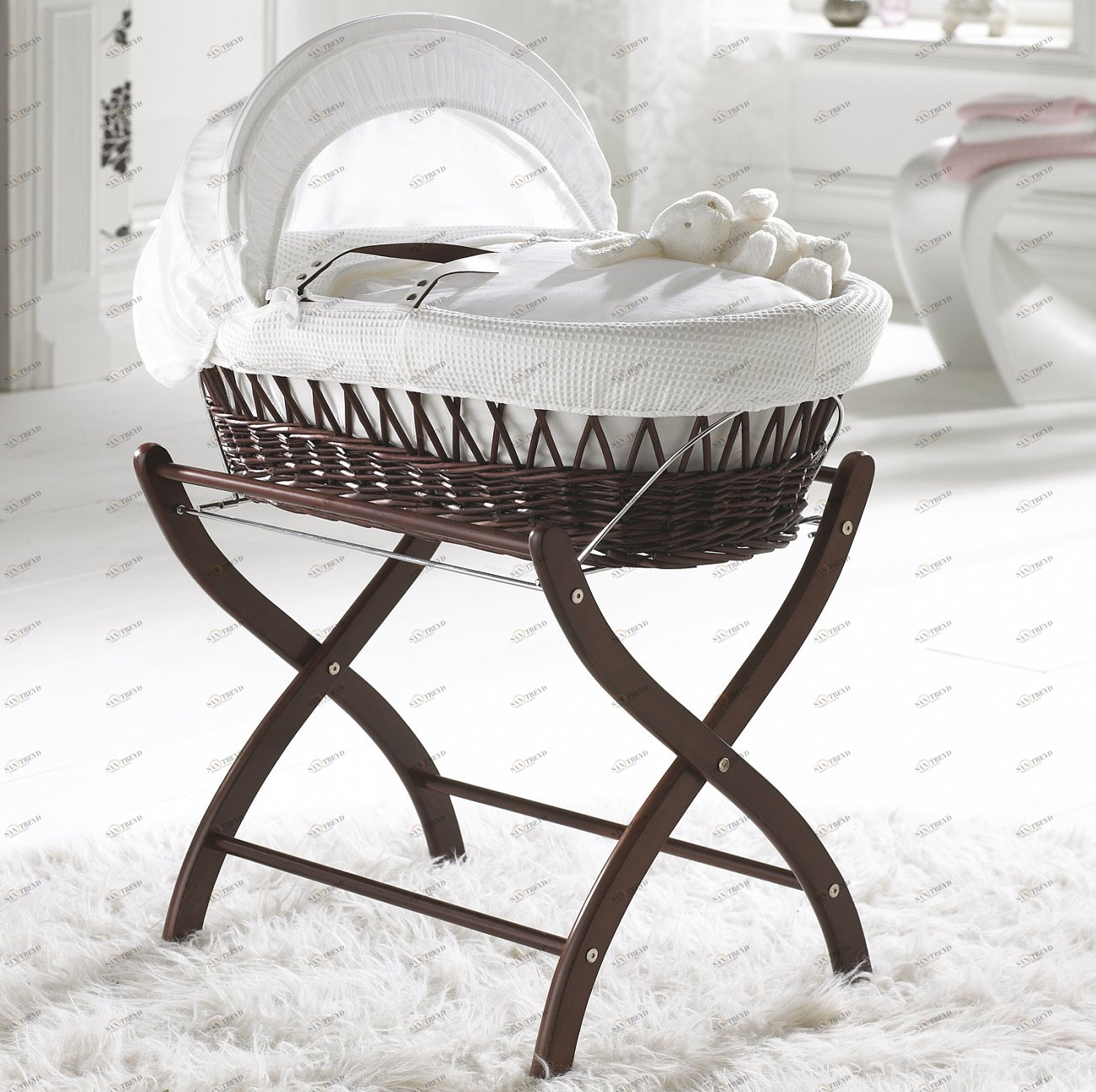 Колыбель-переноска Gift Wicker Moses Basket темная, белое белье MINIME ДИЗАЙНЕРСКИЕ 010097 Коричневый 