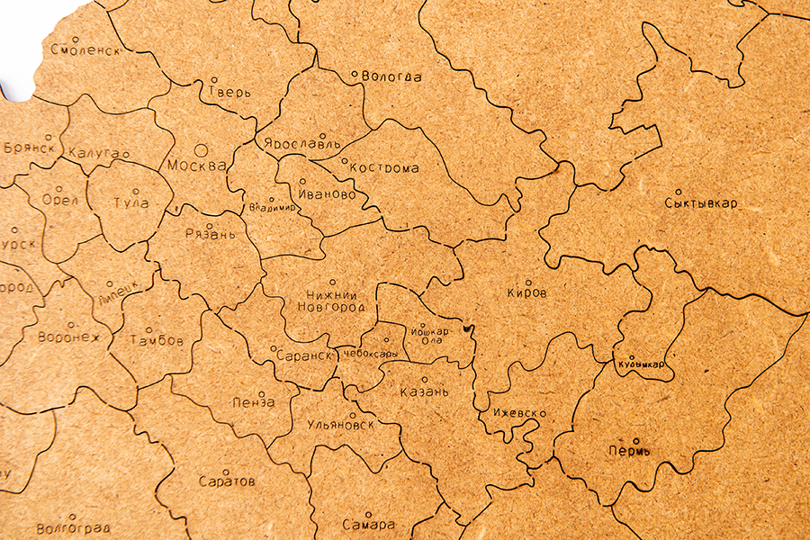 19-26 Карта-пазл wall decoration "российская федерация" с городами, 98х53 см коричневая Mimi  - Вид №3