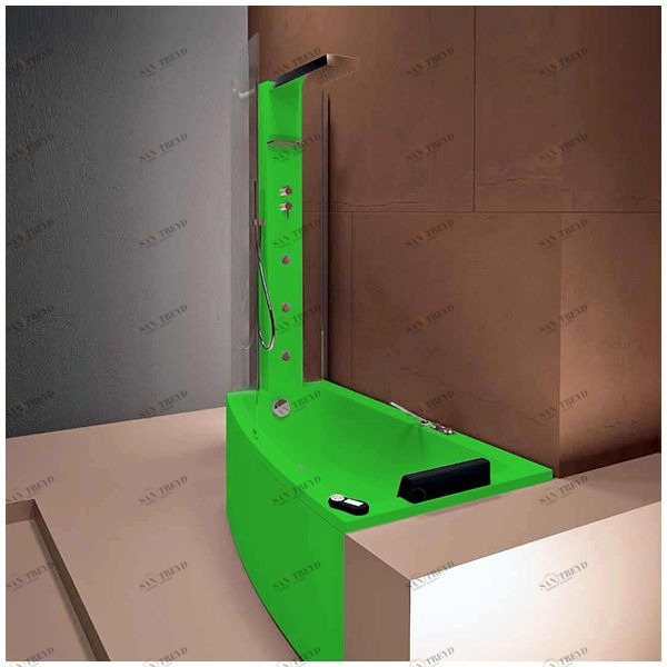 Ванна с кабиной Gruppo Treesse Asyx Box Top VTL-V8261-B8220-DX-ZE угловая зеленая правосторонняя VTLV8261B8220DXZE