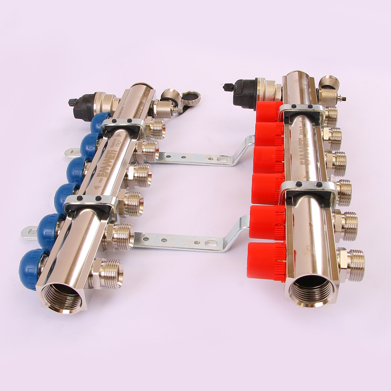 Коллекторная группа TOPWAY с регулировочными и термостатическими вентилями с резьбой под евроконус EMMETI 1"x3/4"ЕК 6 выходов 01298718 - Вид №2