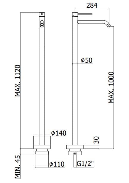 Напольный смеситель для раковины без слива RUBINETTERIA PAFFONI Light ARCH-00073269 - Вид №2