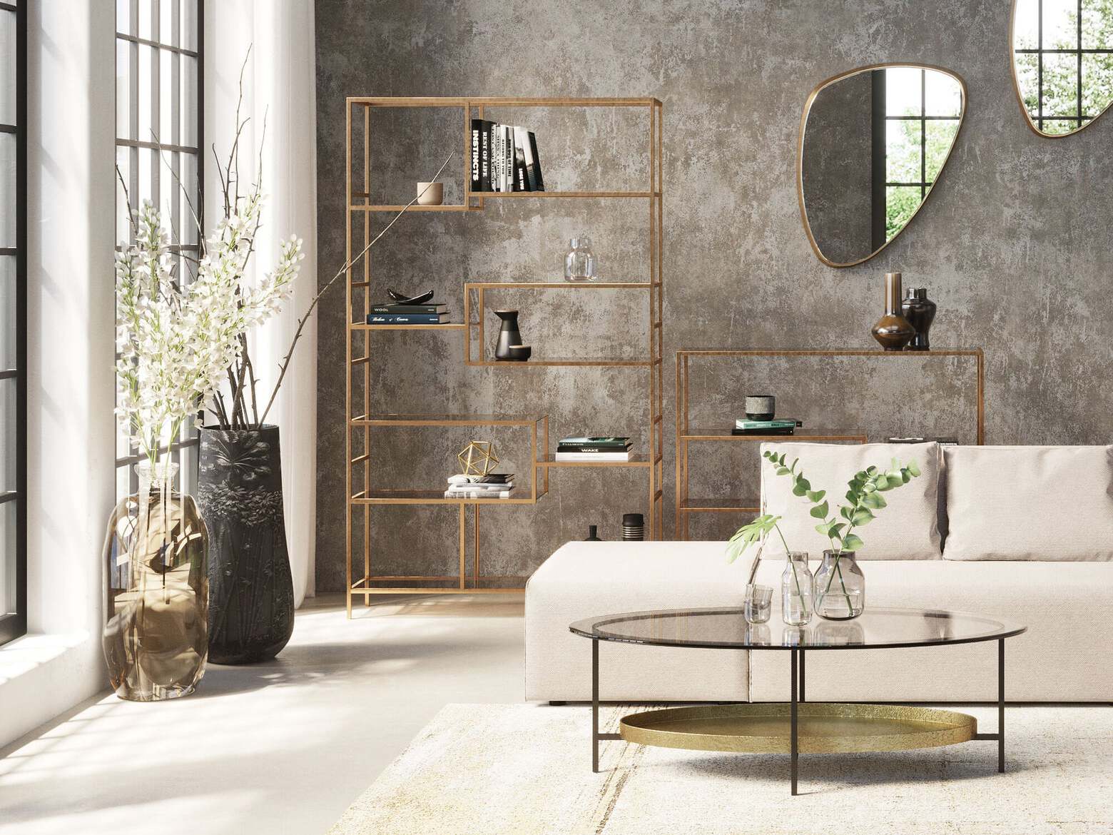 Книжный шкаф из стали и стекла KARE Design LOFT GOLD ARCH-00133220 - Вид №5