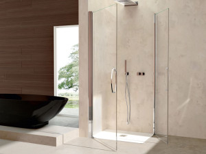 Алюминиевая и стеклянная угловая душевая кабина с распашной дверью