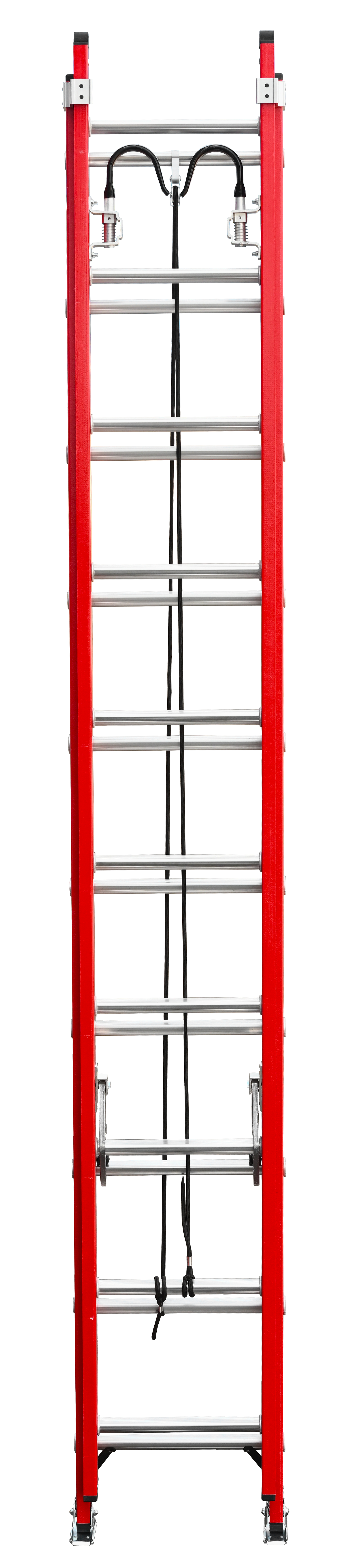 Стеклопластиковая приставная двухсекционная лестница с канатной тягой и крюками ALUMET FGS 220 - Вид №1