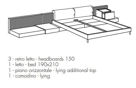 Секционная мягкая текстильная кровать с спинкой Meridiani ARCH-00049119 - Вид №6