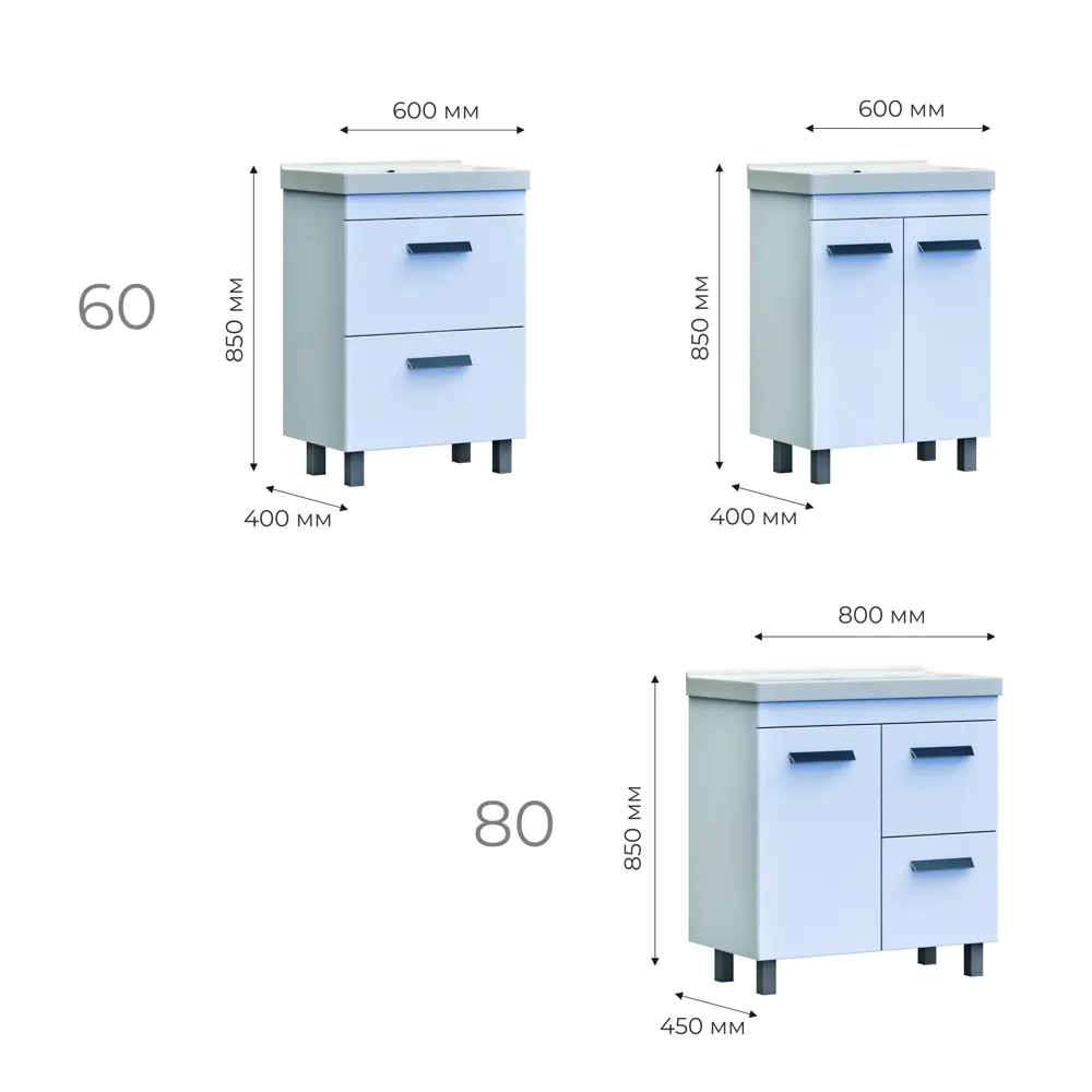 Тумба VIGO Milo для ванной с глянцевой белой поверхностью 60×80 см 85322134 STLM-0061357 - Вид №8