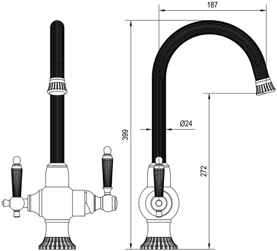 Смеситель ZorG Sanitary ZR 352 YF SATIN для кухонной мойки, сталь - Вид №1