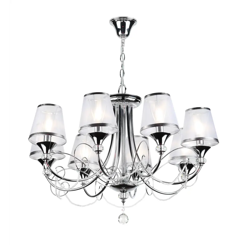 Люстра подвесная Principessa D2038-208, 8 ламп, 24 м², цвет хром/белый Rivoli STLM-2002062