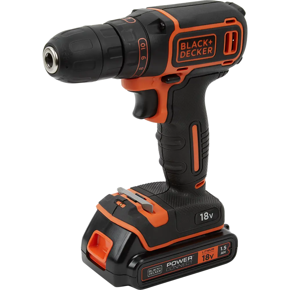 Дрель-шуруповёрт Black&Decker BDCDC18KB-QW, 18В Li-Ion 2x1.5Ач 19335491 STLM-2003175 BLACK + DECKER 