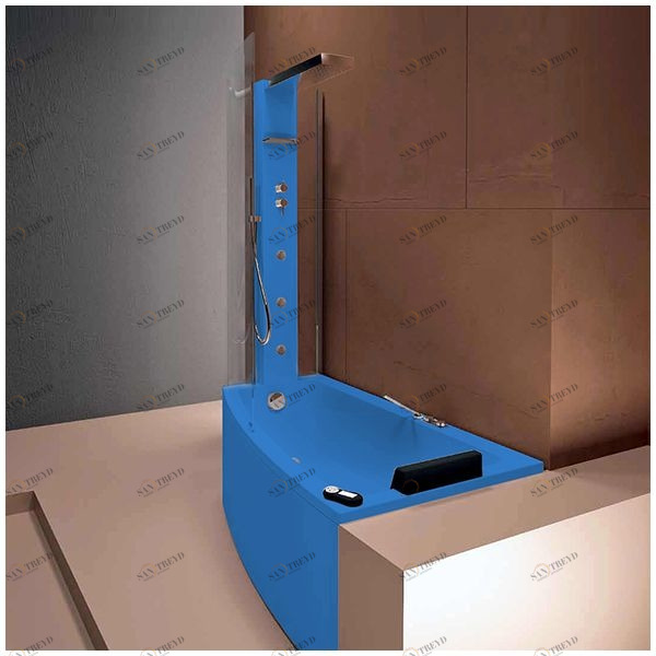 Ванна с кабиной Gruppo Treesse Asyx Box Top VTL-V8261-B8220-DX-G угловая голубая правосторонняя VTLV8261B8220DXG