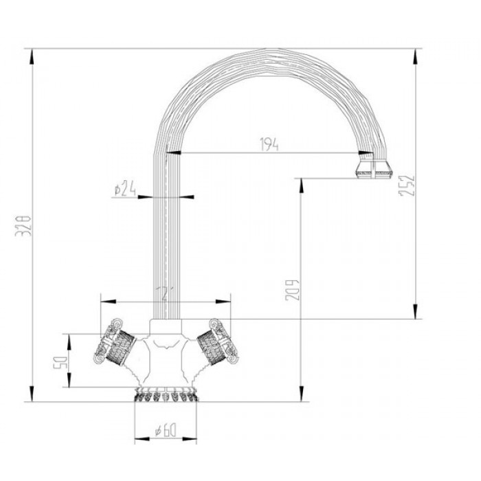 Zorg A 2005K-BR бронза Смеситель для кухни Zorg 320 х 194  - Вид №3