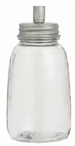 Банка-подсвечник стеклянная с металлической крышкой с металлическим верхом 17,5 см прозрачная Gray IB LAURSEN  00-3950234 Прозрачный