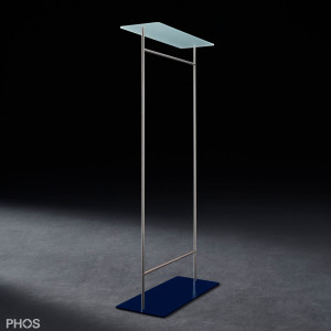 GST2G-BPB Шкаф-двойка с гладкой платяной штангой и стеклянной полкой, основание: синее. PHOS