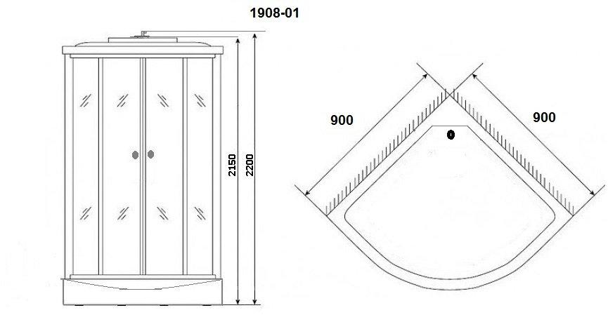 Душевая кабина NG-1908-01 (900х900х2200) высокий поддон(48см) стекло ТОНИРОВАННОЕ Niagara Ultra 19080134 - Вид №1