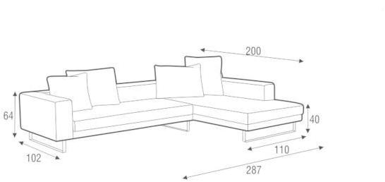 Sits Мягкий 3-х местный тканевый диван с шезлонгом sun-id-1445766 - Вид №3
