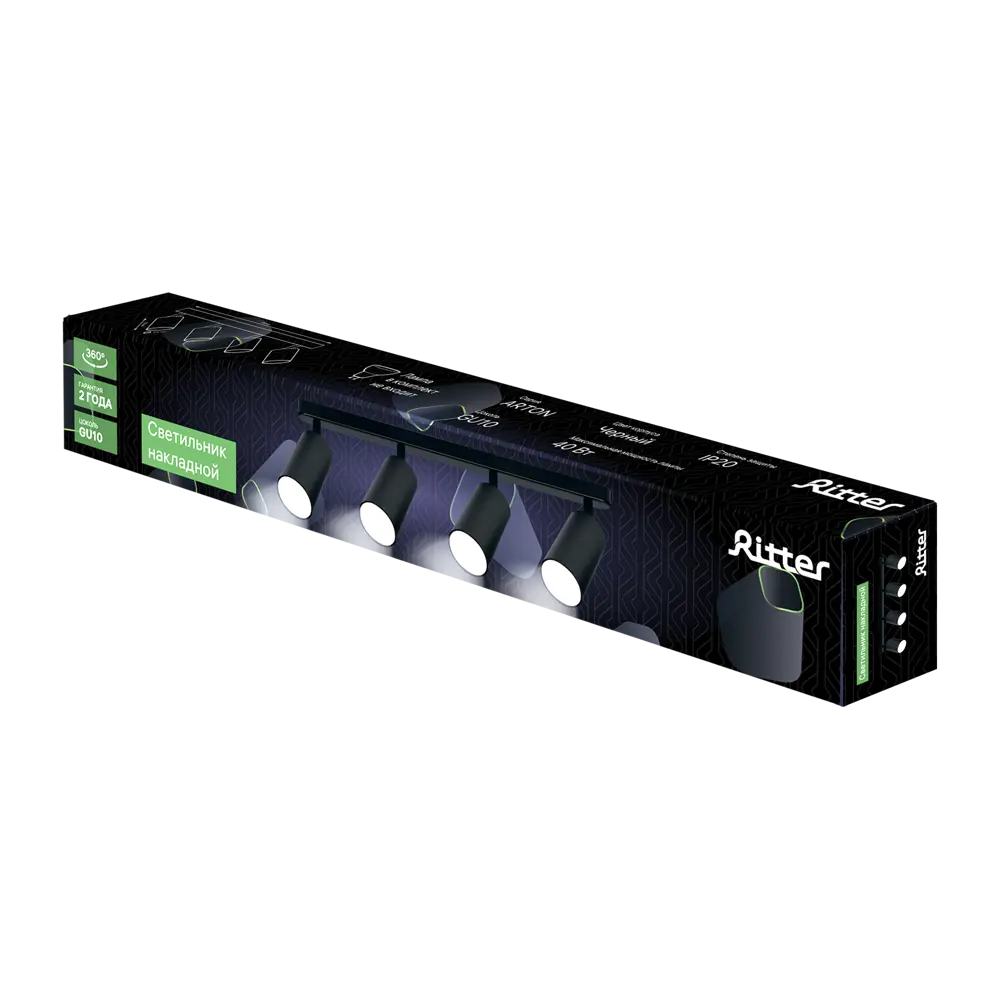 Поворотный спот RITTER Arton на 4 лампы GU10 в чёрном исполнении 83979307 STLM-0045776 - Вид №9