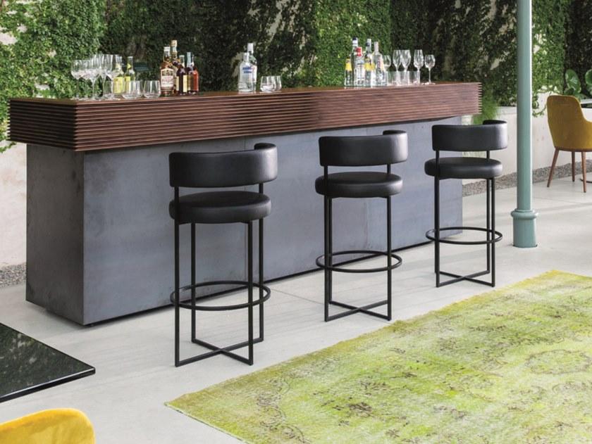 Porada Высокий табурет в кожаном и металлическом каркасе Iron sun-id-1357558 - Вид №1