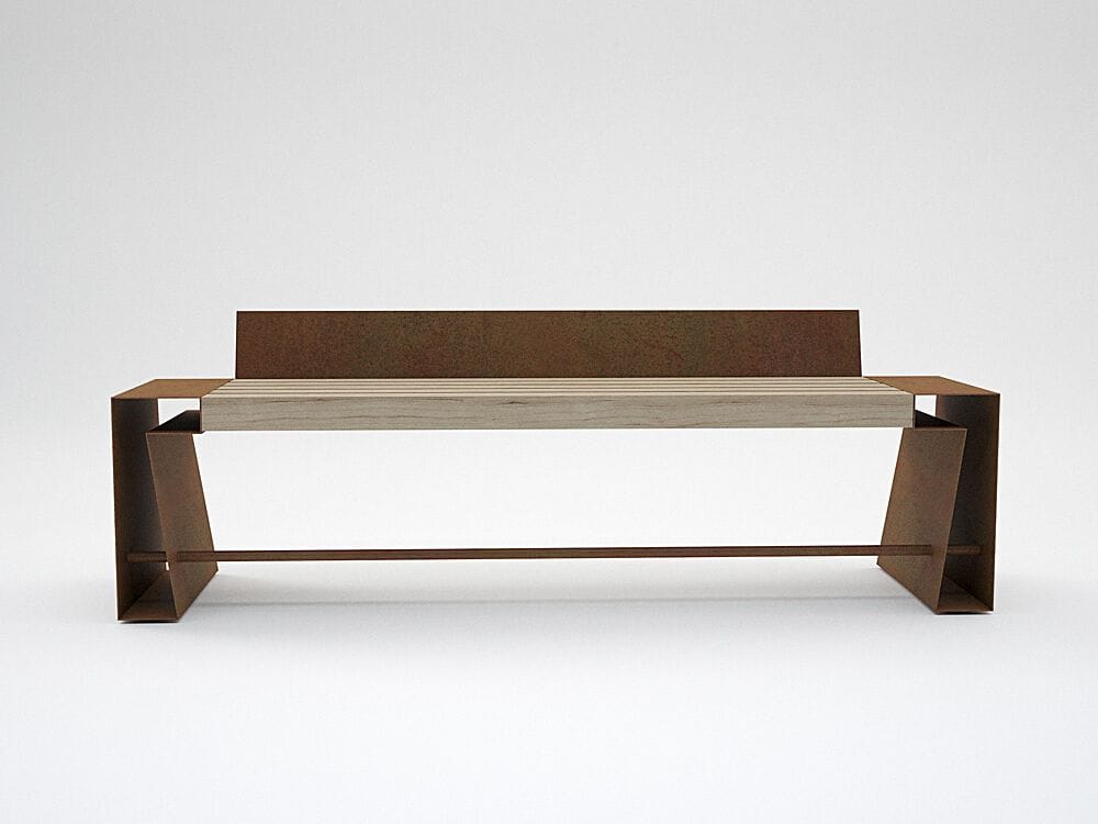 Стальная и деревянная скамья со спинкой CITYSì SEVEN ARCH-00143957 - Вид №2