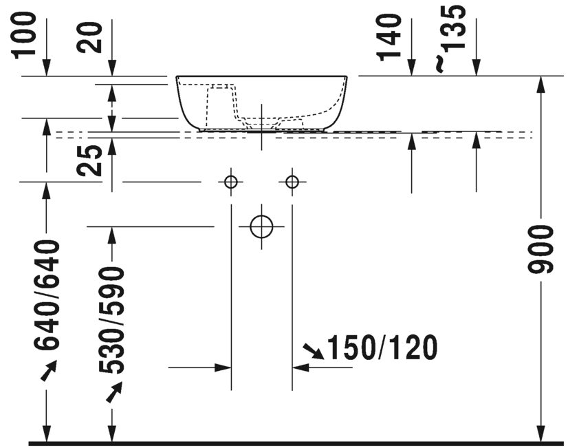 0381422600 Подвесная раковина настенная овальная Duravit Luv - Вид №3