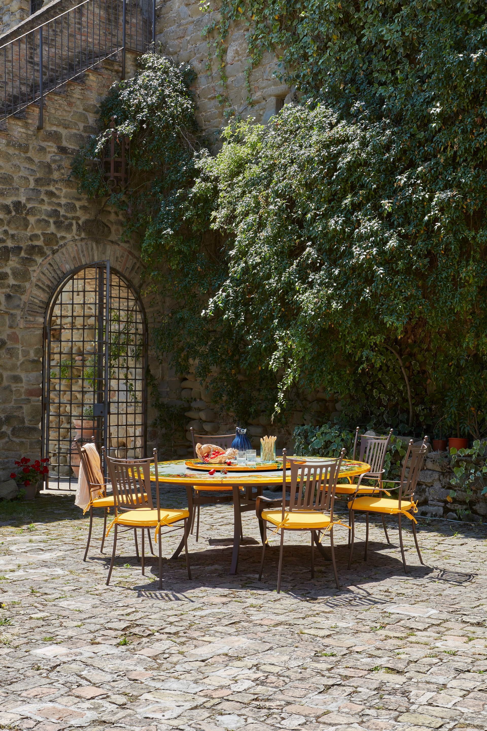 Садовый стол из фаянса и нержавеющей стали DOMIZIANI классический ARCH-00097648 - Вид №2