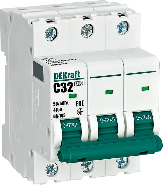 Автоматический выключатель DEKraft ВА-103 3P для защиты электросетей 84509389