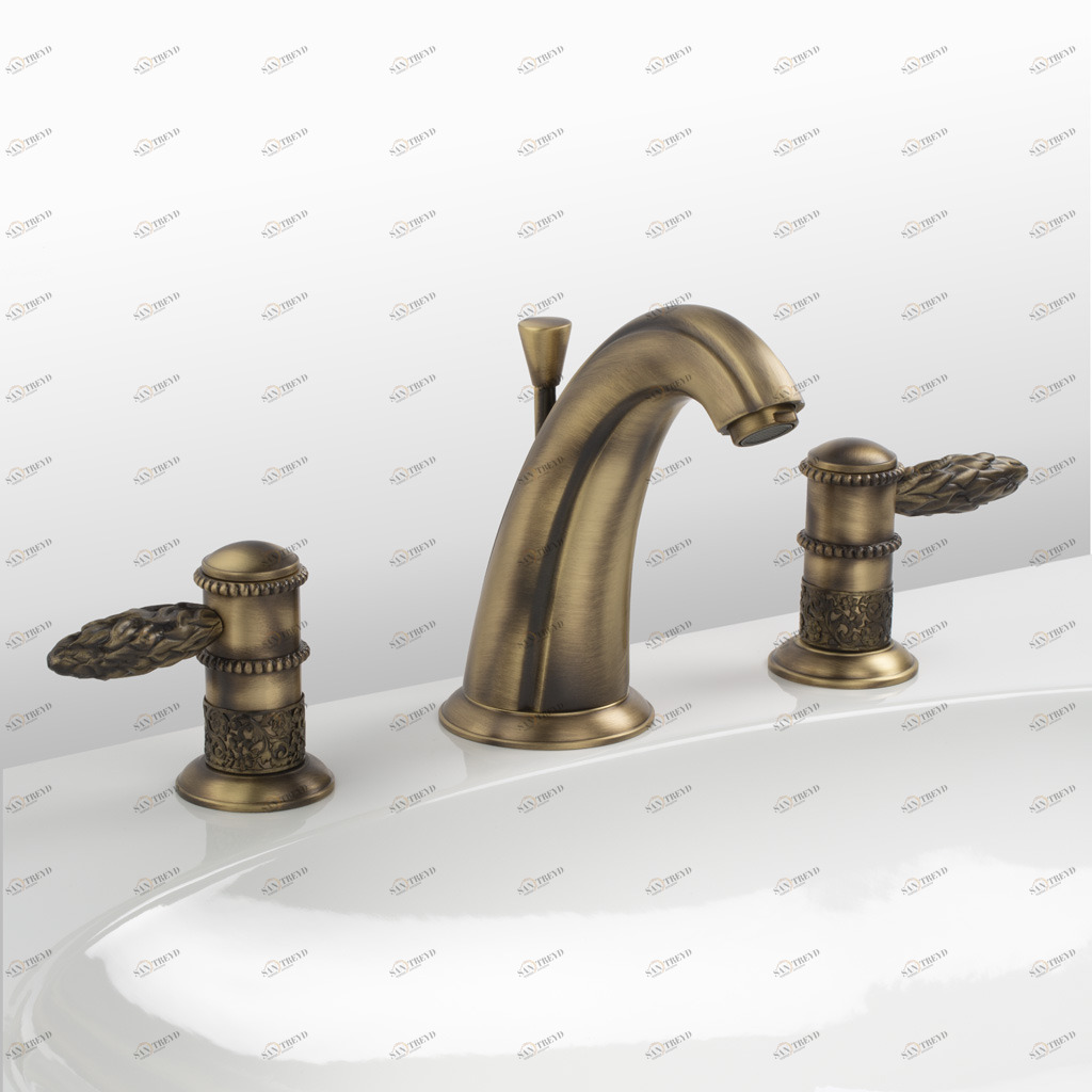 C66-1301 C66-1301 Смеситель для раковины на 3 отверстия ОДИОТ С РЫЧАГАМИ Cristal & Bronze ODIOT À MANETTES 