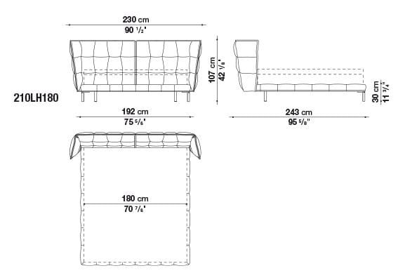 Двуспальная кровать из ткани с мягким изголовьем B&B Italia Husk ARCH-00069406 - Вид №10
