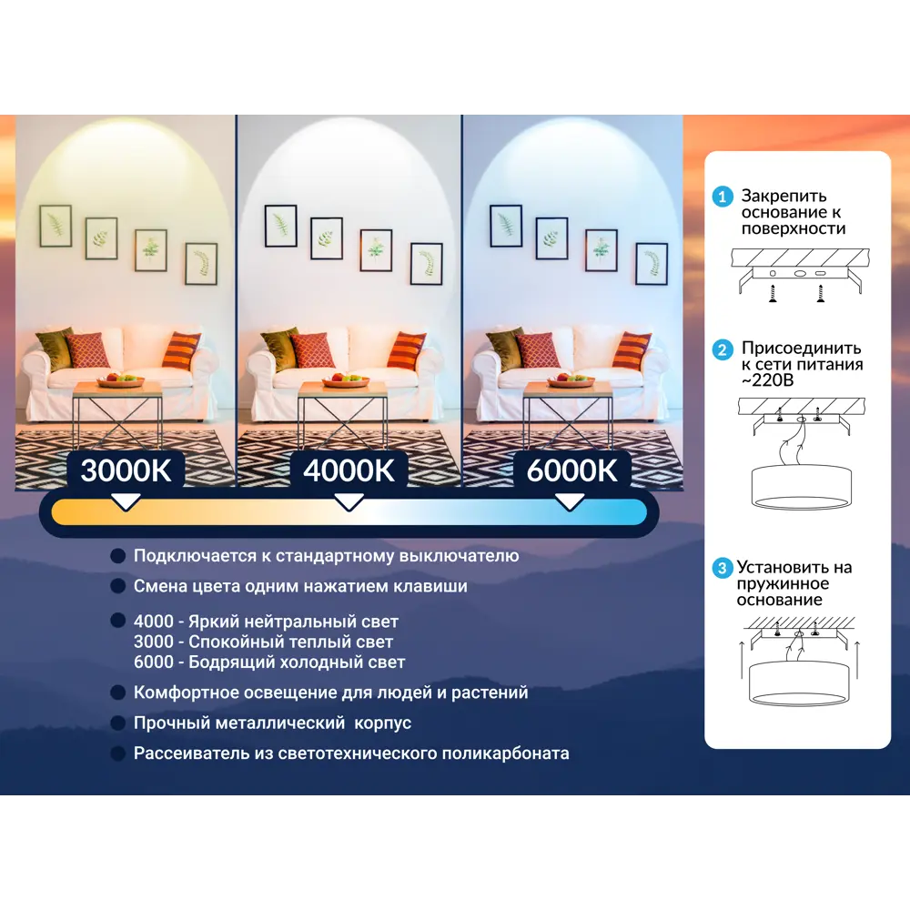 Светильник точечный светодиодный накладной CK80-6H-3-4-6K 3 м² регулируемый белый свет цвет глянцевый чёрный СВЕТКОМПЛЕКТ STLM-2209236 - Вид №9