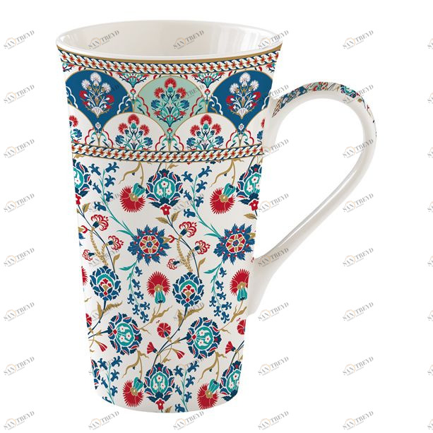 Кружка фарфоровая 0,6 л бело-синяя "Изник" EASY LIFE COFFEEMANIA & ATMOSPHERE 00-3947015 Белый;синий 