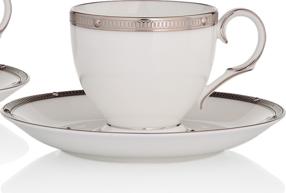 10665448 Noritake Набор из 2 чашек кофейных с блюдцами Noritake "Рочель,платиновый кант" 90мл Фарфор костяной 